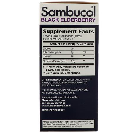 流感, 咳嗽: Sambucol, Black Elderberry Syrup, Original Formula, 7.8 fl oz (230 ml)