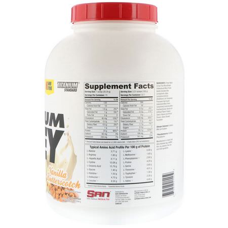 乳清蛋白, 運動營養: SAN Nutrition, 100% Pure Titanium Whey, Vanilla Butterscotch, 5 lbs (2268 g)