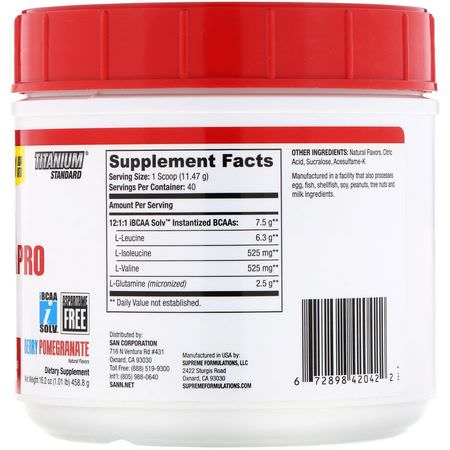 BCAA, 氨基酸: SAN Nutrition, BCAA-Pro Reloaded, Berry Pomegranate, 16.2 oz (458.6 g)