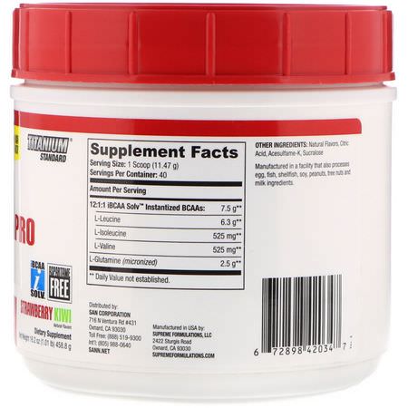 BCAA, 氨基酸: SAN Nutrition, BCAA Pro Reloaded, Strawberry Kiwi, 16.2 oz (458.8 g)