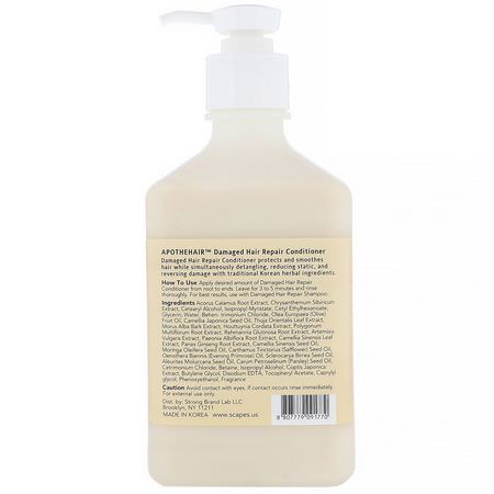 K-Beauty護髮素, 護髮素: Scapes, Apothehair, Korean Ginseng, Damaged Hair Repair Conditioner, 10.48 fl oz (310 ml)