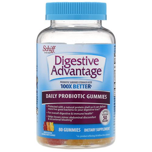 Schiff, Digestive Advantage, Daily Probiotic Gummies, Natural Fruit Flavors, 80 Gummies Review