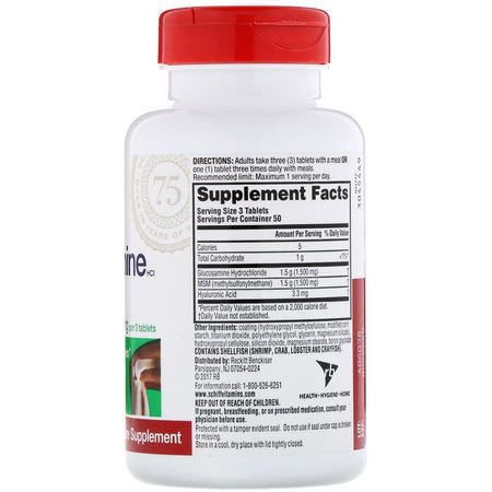氨基葡萄糖軟骨素, 關節: Schiff, Glucosamine Plus MSM, 1500 mg, 150 Coated Tablets