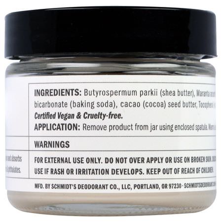 浴用除臭劑: Schmidt's Naturals, Natural Deodorant, Rose + Vanilla, 2 oz (56.7 g)