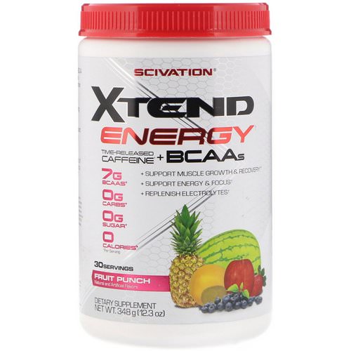 Scivation, Xtend Energy, Time Released Caffeine + BCAAs, Fruit Punch, 12.3 oz (348 g) Review