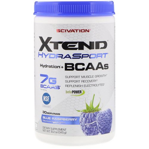 Scivation, Xtend HydraSport, Hydration + BCAAs, Blue Raspberry, 12.2 oz (345 g) Review