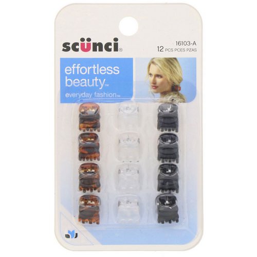Scunci, Effortless Beauty, Mini Jaw Clips, Assorted Colors, 12 Pieces Review