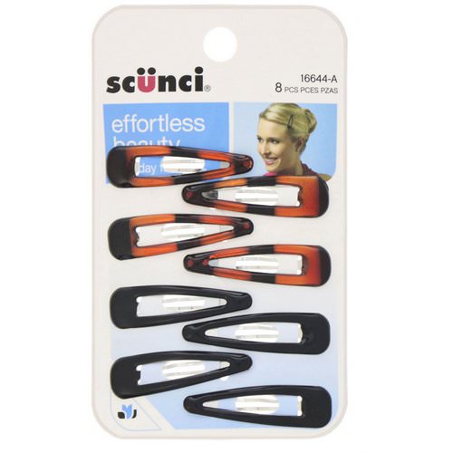 Scunci, Effortless Beauty, Snap Hair Clip, Black & Brown, 8 Pieces Review