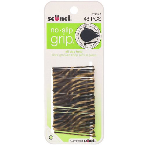 Scunci, No Slip Grip, All Day Hold, Bobby Pins, Striped, 48 Pieces Review