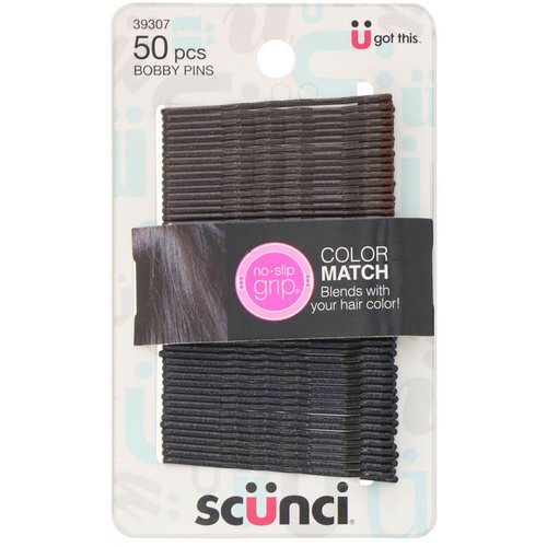 Scunci, No Slip Grip, Color Match Bobby Pins, Black, 50 Pieces Review