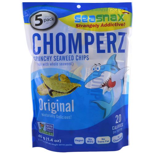 SeaSnax, Chomperz, Crunch Seaweed Chips, Original, 5 Single Serve Packs, 0.28 oz (8 g) Each Review