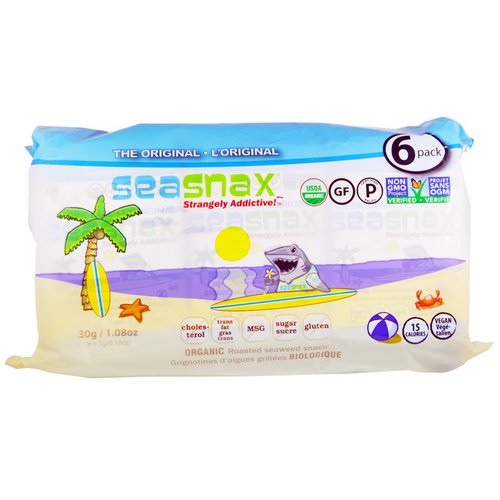 SeaSnax, Organic Roasted Seaweed Snack, 6 Pack 0.18 oz (5 g) Each Review