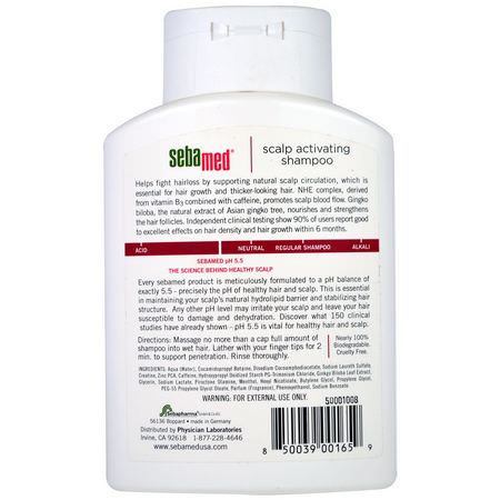 頭皮護理, 頭髮: Sebamed USA, Scalp Activating Shampoo, for Thinning Hair, 6.8 fl oz (200 ml)