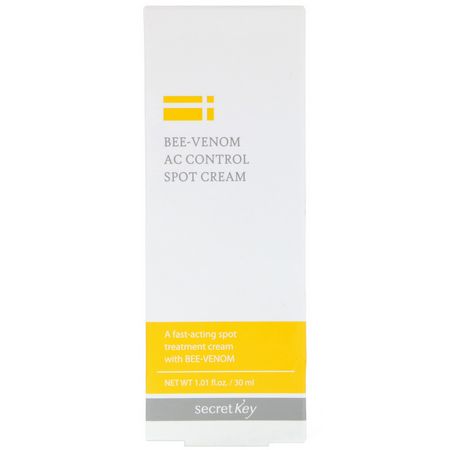 瑕疵, 粉刺: Secret Key, Bee-Venom AC Control Spot Cream, 1.01 fl oz (30 ml)