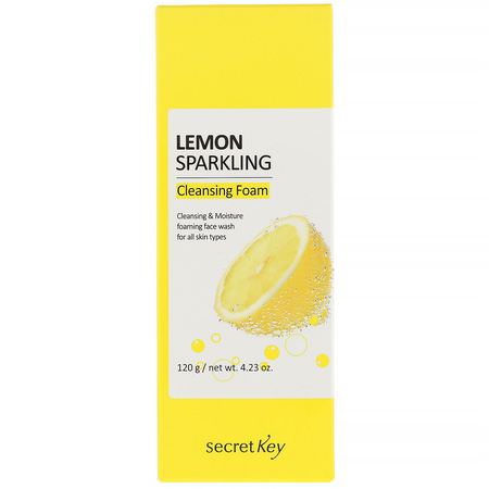 清潔劑, 洗面奶: Secret Key, Lemon Sparkling Cleansing Foam, 4.23 oz (120 g)