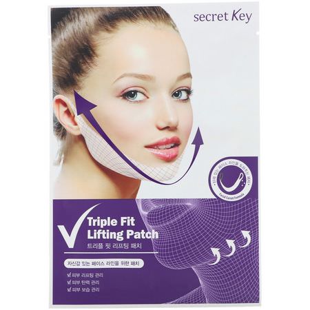 緊緻, 抗衰老: Secret Key, Triple Fit Lifting Patch, 5 Patches, 0.70 oz (20 g) Each
