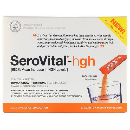 SeroVital, HGH, Rapid Dissolve Powder, Tropical Mix, 30 Sachets, 4 g Each Review
