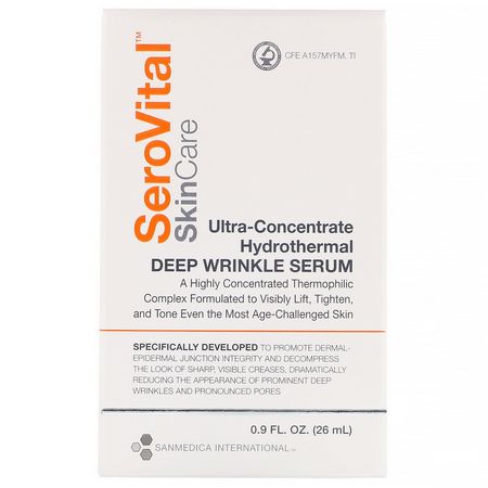 血清, 治療: SeroVital, Ultra-Concentrate Hydrothermal Deep Wrinkle Serum, 0.9 fl oz (26 ml)