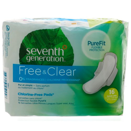 Seventh Generation, Free & Clear, Ultra-Thin Pads with Wings, Super Long, 16 Pads Review