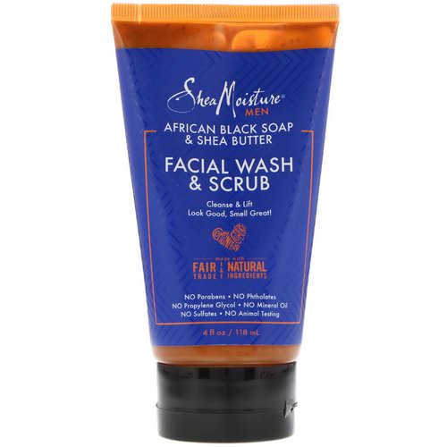 SheaMoisture, Men, African Black Soap & Shea Butter, Facial Wash & Scrub, 4 fl oz (118 ml) Review