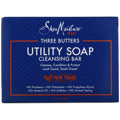 SheaMoisture, Three Butters Utility Soap, Cleansing Bar for Men, 5 oz (142 g) Review
