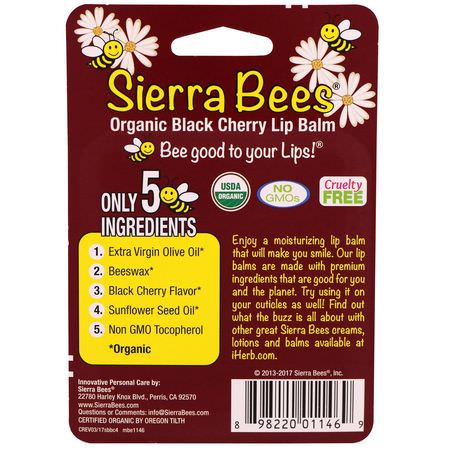 潤唇膏, 護唇霜: Sierra Bees, Organic Lip Balms, Black Cherry, 4 Pack, .15 oz (4.25 g) Each