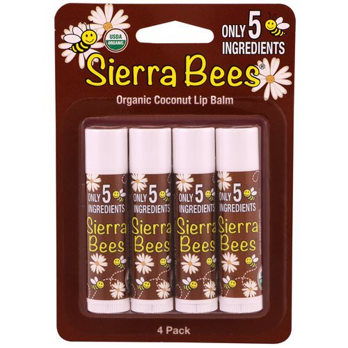 Sierra Bees, Organic Lip Balms, Coconut, 4 Pack, .15 oz (4.25 g) Each Review