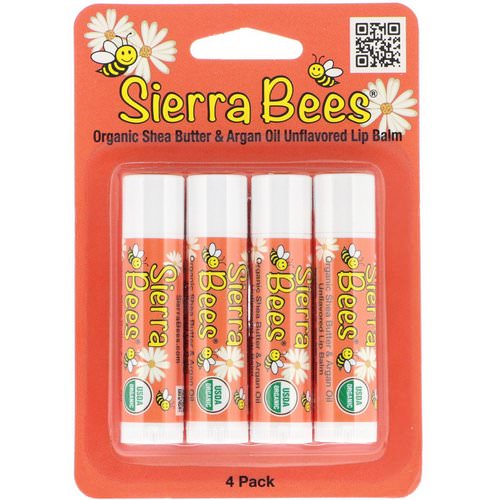 Sierra Bees, Organic Lip Balms, Shea Butter & Argan Oil, 4 Pack, .15 oz (4.25 g) Each Review