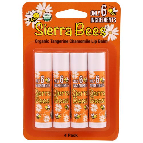 Sierra Bees, Organic Lip Balms, Tangerine Chamomile, 4 Pack, .15 oz (4.25 g) Each Review
