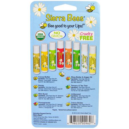 潤唇膏, 護唇: Sierra Bees, Organic Lip Balms Combo Pack, 8 Pack, .15 oz (4.25 g) Each