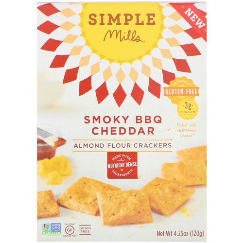Simple Mills, Naturally Gluten-Free, Almond Flour Crackers, Smoky BBQ Cheddar, 4.25 oz (120 g) Review