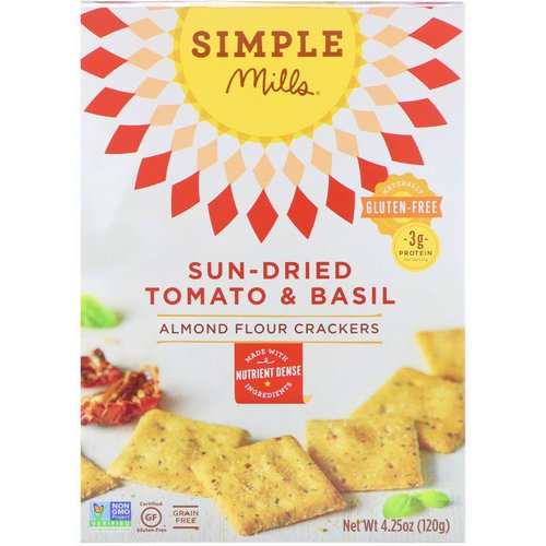 Simple Mills, Naturally Gluten-Free, Almond Flour Crackers, Sun-Dried Tomato & Basil, 4.25 oz (120 g) Review