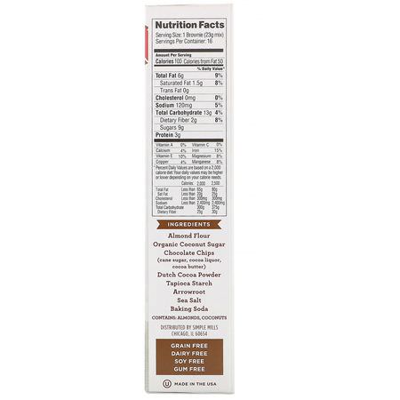 果仁糖混合物, 混合物: Simple Mills, Naturally Gluten-Free, Almond Flour Mix, Brownie, 12.9 oz (368 g)
