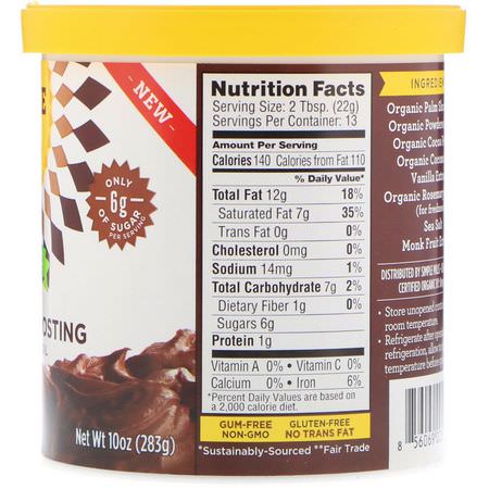 糖霜, 混合物: Simple Mills, Organic, Chocolate Frosting with Coconut Oil, 10 oz (283 g)