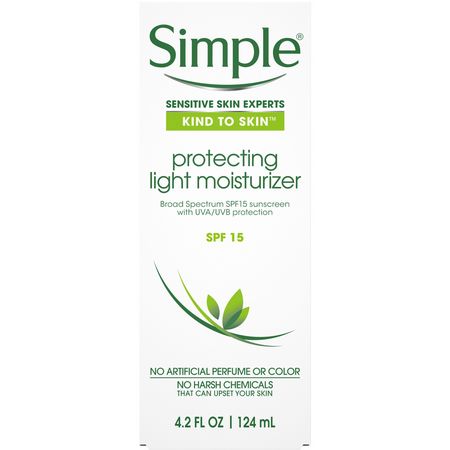 面部防曬霜, 防曬霜: Simple Skincare, Protecting Light Moisturizer, SPF 15, 4.2 fl oz (124 ml)