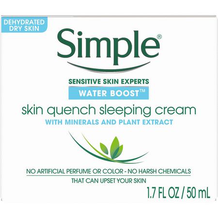 面部保濕霜, 皮膚: Simple Skincare, Skin Quench Sleeping Cream, 1.7 fl oz (50 ml)