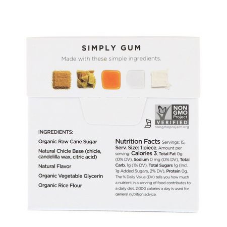 口香糖, 錠劑: Simply Gum, Gum, Natural Maple, 15 Pieces