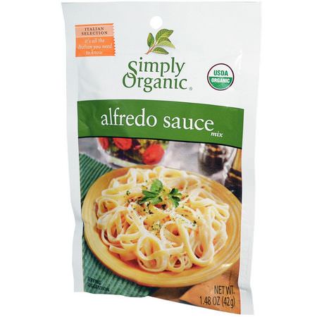 Marinades, Sauces: Simply Organic, Alfredo Sauce Mix, 12 Packets, 1.48 oz (42 g) Each