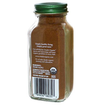 香料, 草藥: Simply Organic, Allspice, 3.07 oz (87 g)