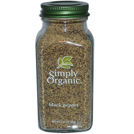 辣椒, 香料: Simply Organic, Black Pepper, 2.31 oz (65 g)