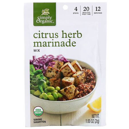 Marinades, Sauces: Simply Organic, Citrus Herb Marinade Mix, 12 Packets, 1.00 oz (28 g) Each