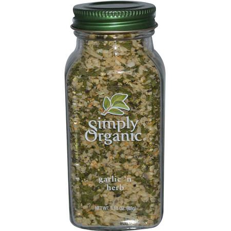 大蒜香料, 香料: Simply Organic, Garlic 'N Herb, 3.10 oz (88 g)