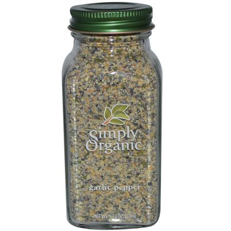 大蒜香料, 香料: Simply Organic, Garlic Pepper, 3.73 oz (106 g)
