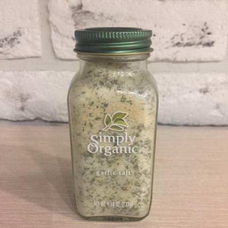 Simply Organic Salt Garlic Spices - 大蒜香料, 鹽, 香料, 草藥