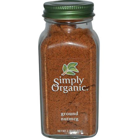 香料, 草藥: Simply Organic, Ground Nutmeg, 2.30 oz (65 g)