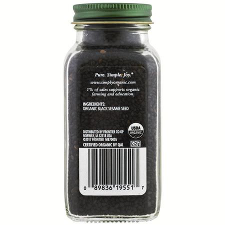 芝麻, 香料: Simply Organic, Organic, Black Sesame Seed, 3.28 oz (93 g)