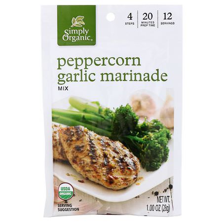 Marinades, Sauces: Simply Organic, Peppercorn Garlic Marinade Mix, 12 Packets, 1.00 oz (28 g) Each