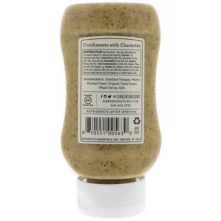 芥末, 醋: Sir Kensington's, Spicy Brown Mustard, 9 oz (255 g)