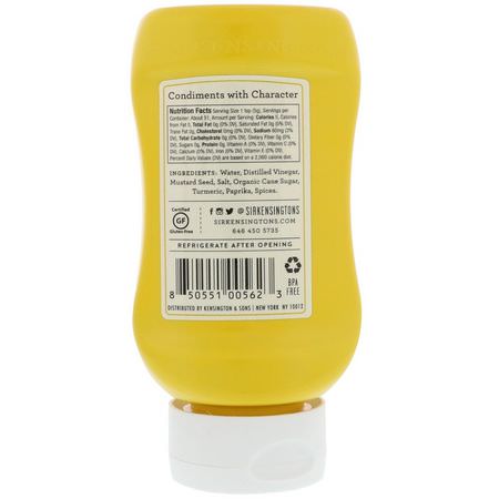 芥末, 醋: Sir Kensington's, Yellow Mustard, 9 oz (255 g)