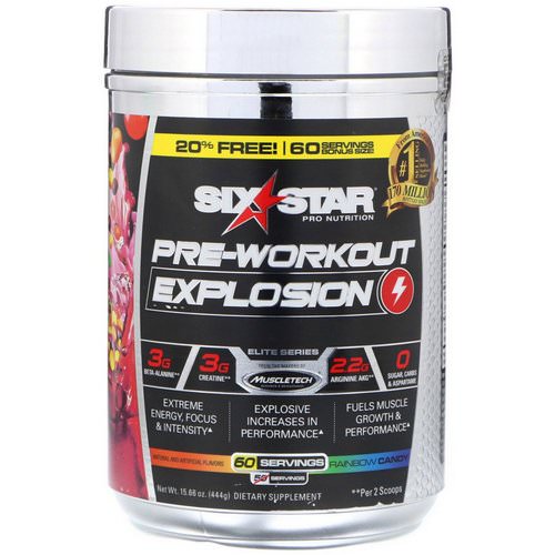 Six Star, Pre-Workout Explosion, Rainbow Candy, 15.66 oz (444 g) Review